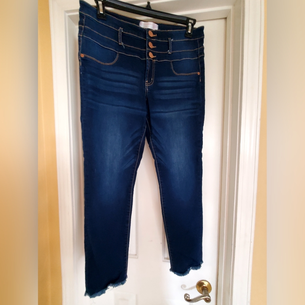 No Boundaries Blue Skinny Jeans with Faded Detail